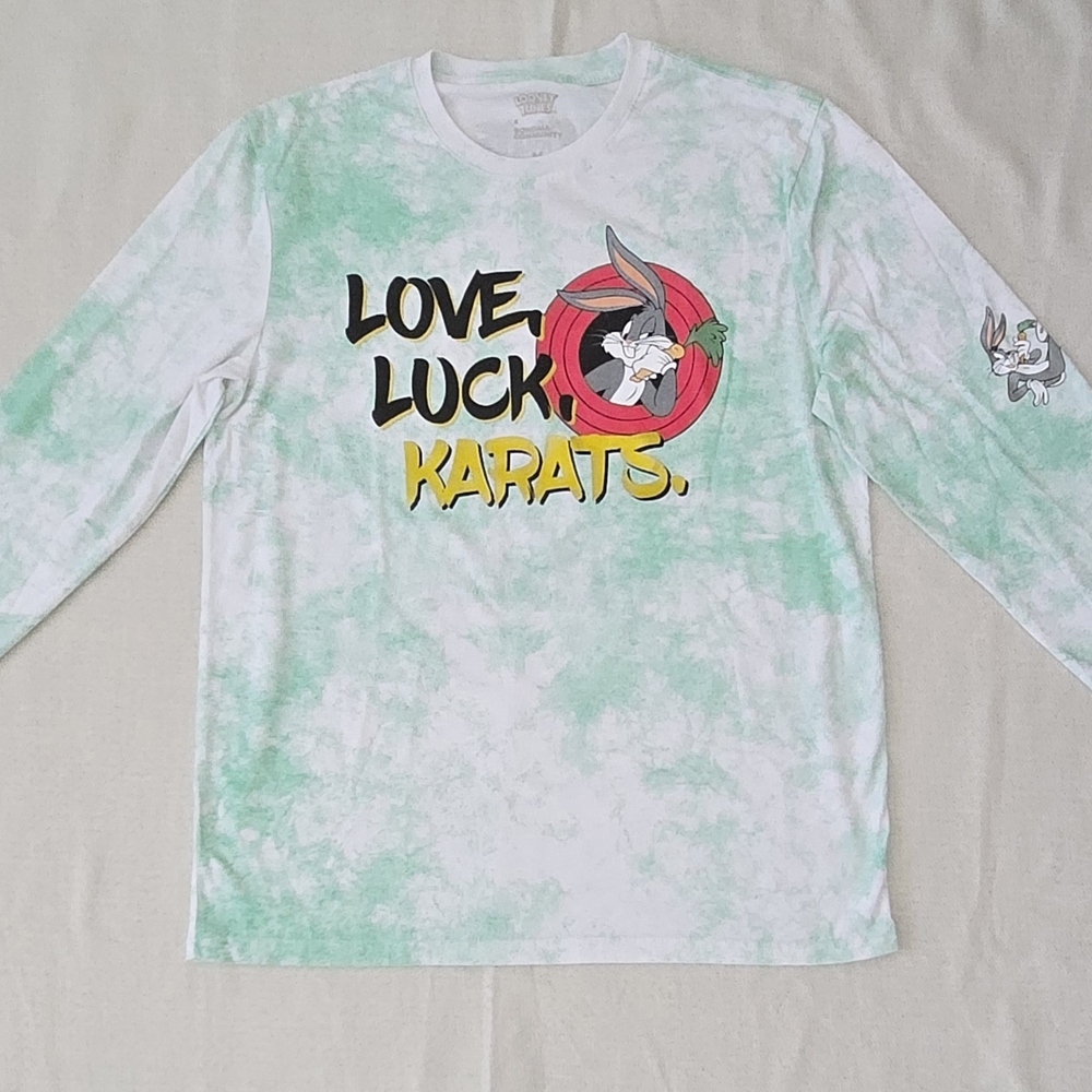 Warner Bros. Bugs Bunny Green White Long Sleeve Tee Women's M Lounge Casual Wear